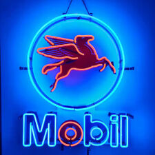 Mobil Gas Oil Neon Sign 19x15 With HD Printing Wall Decor Artwork Gift picture