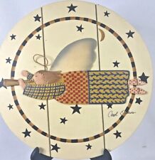 Vtg Carol Endres Signed Folk Art Wood Wall Decor round Plaque primitive country picture