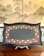 Vintage Tole Tray Hand Painted Serpentine Gallery Style Handled RARE picture