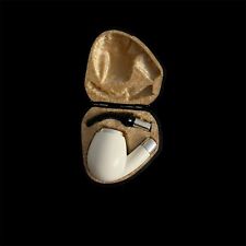 Large Apple Block Meerschaum Pipe 925 silver handmade unsmoked w case MD-257 picture