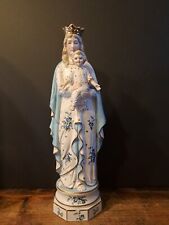 Antique Vintage Signed Porcelain Bisque Madonna Virgin Mary Baby Jesus  Statue picture