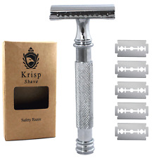 (4.2 INCH) LONG DOUBLE EDGE SAFETY RAZOR FOR MEN WET SHAVE + 10 SHAVING BLADES picture