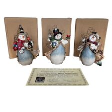 SET OF 3 - Thomas Pacconi Classics Deluxe Hand Painted Snowman Ornaments 2009 picture