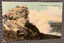 Antique Postcard - High Tide at Castle Rock in Santa Barbara, California picture