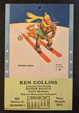 Lawson Wood 1945 Anthropomorphic Monkey Skis & Smokes Paint Advertising Postcard picture