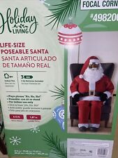 Holiday Living 6 ft Life-Size Poseable Talking Santa Claus Christmas New Sealed picture