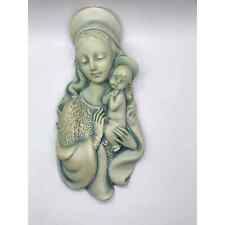Vintage Madonna and Child Wall Plaque Chalk ware Mint Green picture