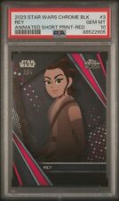 2023 TOPPS STAR WARS CHROME BLACK ANIMATED SP 3 REY RED REFRACTOR /5 PSA 10 picture