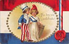 J79/ Patriotic Postcard c1910 Fourth of July 4th Uncle Sam Kids 162 picture