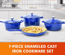 Enameled Cookware Set - 7 Piece Set of Dutch Ovens, Sauce Pan, Skillet, 3 Lids picture