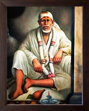 Rare Picture of Sai Nath HD Printed Religious Poster Painting with Wooden Frame picture