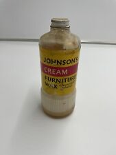 Antique Johnson’s Furniture Wax Bottle Cream Cleans And Polishes 1940’s Vintage picture