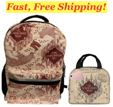 Harry Potter Backpack 16” w Lunch Box The Marauders Map All Over Print Special picture