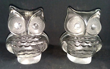 Viking Clear Glass FROSTED OWL Bookends picture