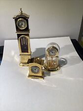 Miniature Elite Brass Clock Collection 3 Piece picture
