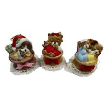 Jasco Lil Chimers Sleeping Bears Puppy Trio Taiwan Lace Bows picture