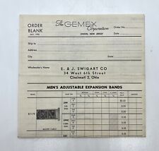 Vintage The Gemex Corporation Order Form E. & J. Swigart Company Cincinnati Ohio picture