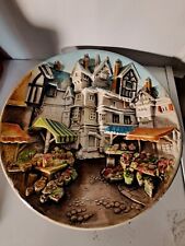 Vintage Chalkware 3d Plate Usher Signed Manchester England Grannycore Cabincore picture
