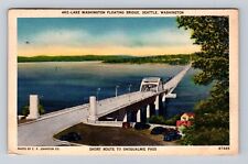 Seattle WA- Washington, Lake Washington Floating Bridge, Vintage Postcard picture