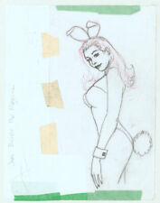 Playboy Artist Doug Sneyd Signed Original Art Illustration Sketch ~ Bunny Prelim picture