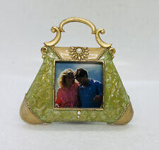 Rare Brass Iridescent Enamel Picture Frame Pearl Embroidery Purse Design Art 22 picture