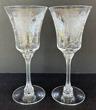 Heisey Glass Etched Minuet Water Goblets 8” Set of 2 picture