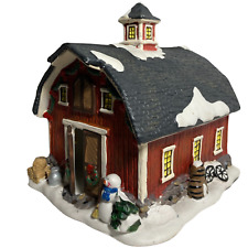 Christmas Decorative Ceramic Red Barn Figurine picture