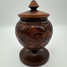 Vintage Two-Tone Intricate Wooden Hand Carved Tobaco/Ginger/Tea/Goblet Lid *pics picture