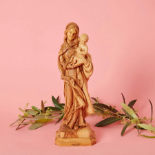 Palestine Large Hand Carved Olive Wood Virgin Mary with Jesus Statue picture