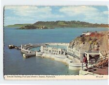 Postcard Tinside Bathing Pool & Drake's Island Plymouth England picture