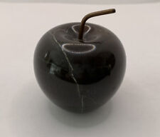 Vintage Polished Onyx Apple Paperweight Metal Stem Stone Marble Made Pakistan picture