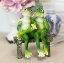Rainforest Romantic Frog Couple Lovers Sitting On Park Bench Decor Figurine 7