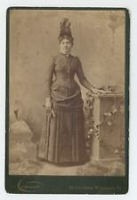 Antique c1880s Cabinet Card Beautiful Woman Stunning Dress Hair Williamsport, PA picture