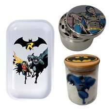 Bat Superhero Comic Spice Grinder, Stash Jar, Rolling Tray Set picture