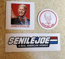 SENILE JOE,  Traitor Joe,  Joseph Stalin parody sticker Lot of 3 one each  picture