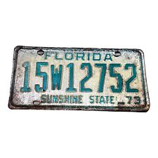 Vintage 1973 Florida Sunshine State License Plate Original Tag 15W12752 Green picture