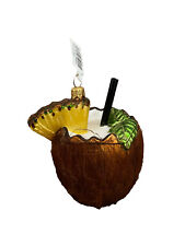 New  Neiman Marcus Tropical Coconut Drink Cocktail Christmas Ornament 3.5” picture
