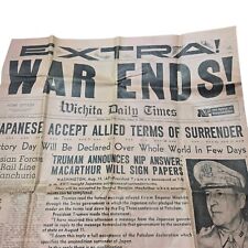 1945 Wichita Daily Time Newspaper Front Page World War 2 WWII Ends Kansas picture