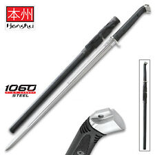 Full Tang Double Edge Katana Sword 1060 Carbon Steel Blade Samurai Battle Ready picture