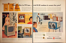 GE TV Models Portable Lightweight Mid Century Modern 2 PAGE 1956 Print Ad picture