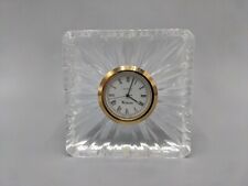 Waterstone Full lead Crystal Desk Clock Made In England Square Cut Glass picture