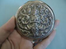 STUNNING VINTAGE STERLING SILVER SIAM DANCING GODDESS COMPACT WITH MIRROR picture