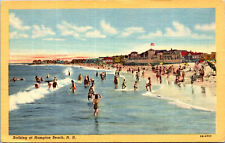 Postcard Bathing at Hampton Beach Sunbathers New Hampshire NH Art-Colortone picture