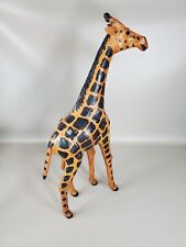 Vintage 1970s 17” Large Tooled Leather Giraffe Figure Animal Safari Africa Brown picture