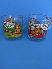 Set Of 2 Vintage 1978-1980 McDonald's Garfield Comic Strip Glass Coffee Cups picture