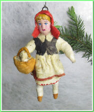 🎄Little Red Riding Hood~Vintage antique Christmas spun cotton ornament figure picture