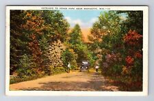 Marinette WI-Wisconsin, Entrance to Henes Park, Vintage c1941 Postcard picture