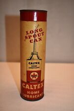 Vintage Caltex Home Lubricant Made In U.S.A Long Spout Can Advertising Empty Box picture