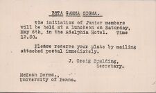 Postcard University of Pennsylvania Beta Gamma Sigma 1922 picture