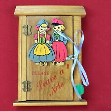 Vintage 1950's /60's Please Leave a Note Wooden Note hanging Box w/Dutch Figures picture